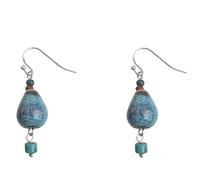 Pendientes de calabaza de cerámica Pendientes de cerámica de lágrima esmaltado azul-Boho Beaded Dangle Jewelry for Women Adecuado para fiestas, festivales y vida cotidiana