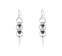 Pendientes de calavera de Halloween, aretes de esqueleto para mujer, aretes góticos espeluznantes de esqueleto, retro, punk, esqueleto frontal y trasero, Zinc, Sin piedra preciosa