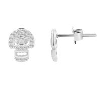 Pendientes de calavera de plata 925 "Tyria", rodiados, plata 925/rodiada