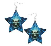 Pendientes de calavera fantasma de terror en forma de estrella, aretes colgantes modernos, joyería de declaración para mujer para la oficina diaria