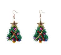 Pendientes de campana de árbol de Navidad, pendientes de de Navidad, pendientes de de joyería para mujer (Green, One Size)