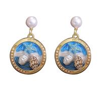 Pendientes de carlino de plata Sea Dangle Earrings Summer Beach Jewelry Beach Lovers Sea Themed Silver Barren Ohrringe, talla única, Aleación de aluminio, Sin piedra preciosa