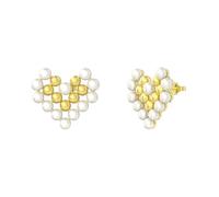 Pendientes de cartílago, aretes de oro para mujer, corazón de perlas con perlas para hermana, día del padre, joyería mejorada, Gold, Plata de ley, Perla
