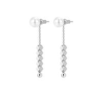Pendientes de cartílago para mujer, aretes de tuerca con cadena de perlas de oro para hermana, joyería de Año Nuevo, popular, 46x7MM, Chapado en plata, Perla