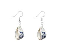 Pendientes de cerámica azul y blanco - Diseño chino pintado a mano | Diseño único de porcelana, joya elegante para mamá | Regalo para el Día de la Madre o cumpleaños, Petites, Metal, Sin gema