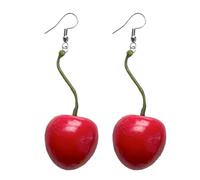 Pendientes de cereza, pendientes de corazón de niña dulce, simples y encantadores, otoño e invierno, sin orejas perforadas, Clips para las orejas, colgante de fruta de cereza
