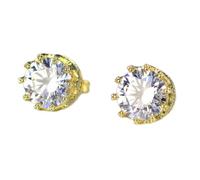Pendientes de circón azul/blanco en la corona de 18k chapado en oro 925 Pendientes de halo de circonía cubic
