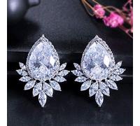 Pendientes de circonita cúbica con forma de lágrima grande para mujer, A