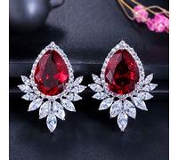 Pendientes de circonita cúbica con forma de lágrima grande para mujer, A