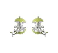 Pendientes de circonita de manzana verde vidriada de esmalte, diseño creativo de nicho, pendientes interesantes