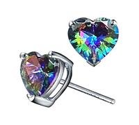 Pendientes de circonita en forma de corazón con corazones coloridos para mujer, aretes en forma de corazón con su bonita forma de corazón que simboliza el amor y el cálido juego de aretes de borla