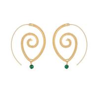 Pendientes de círculo grande en espiral para mujeres Piercing de color dorado Pendientes colgantes de encanto cúbico verde Joyería de moda