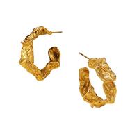 Pendientes de círculo irregular Pendientes de metal plisados exagerados Pendientes de metal tridimensionales plisados adecuados para reuniones, vacaciones, trabajo y vida diaria