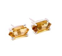 Pendientes de citrino natural de en plata de ley 925 bañados en plata | Pendientes con forma de bala, estilo minimalista para mujer | LK_VSTD_0564