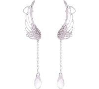 Pendientes de clip con colgante en forma de diamantes de imitación con colgante en forma de gota con cadena de borla de cristal con alas de ángel para las mujeres Durable Design