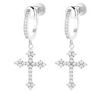 Pendientes de clip con cruz gótica para hombre y mujer, tono dorado y plateado