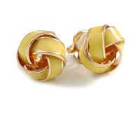Pendientes de clip con nudo esmaltado amarillo limón en tono dorado, 15 mm, talla única, esmaltado