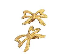 Pendientes de clip de cobre en tono dorado con diseño de lazo sin perforación para uso diario, pendientes elegantes para mujer