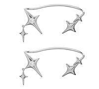 Pendientes de clip de estrella de moda, aretes brillantes para la oreja, aretes simples trepadores, aretes de gota