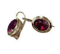 Pendientes de clip de oreja con circonitas rojas ovaladas vintage para mujer Estilo étnico de moda Pendientes para mujer sin piercing Joyería de noviaDeft ha sido elaborado