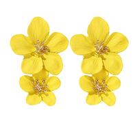Pendientes de clip para mujer, chapados en oro, sin perforación, orejas no perforadas, oro y verde azulado, talla única, Cobre