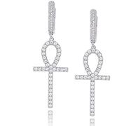 Pendientes de cobre con forma de llave y personalidad de estilo hip hop para hombres y mujeres, llenos de circonitas.