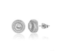 Pendientes de cobre para hombre con circonita brillante de cobertura completa, diseño de pavé unisex urbano de estilo urbano (D)