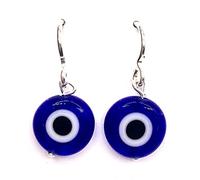 Pendientes de Colores de Plata de Ley con Ojo Turco Disco, Lapislázuli, Malaquita, Cuarzo Rosa, Amatista, Ónix, Nácar, Coral Sintético y Perlas, Cierre de Ballestilla