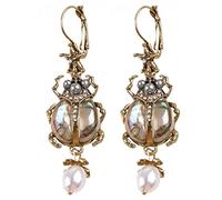 Pendientes de concha de abulón natural con colgante de perlas de agua dulce, aretes colgantes de playa, aretes colgantes para decoración de joyas
