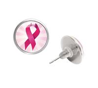 Pendientes de concienciación sobre el cáncer de mama para mujeres, accesorios para el trabajo o reuniones especiales para la salud de los senos, talla única, como se describe