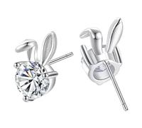 Pendientes de conejo de Pascua, aretes de tuerca de Pascua, aretes de conejo de plata de ley, joyería de gota de cuentas brillantes, decoraciones navideñas para citas y reuniones, Refer to