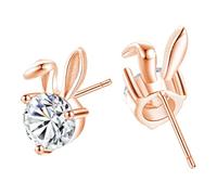 Pendientes de conejo de Pascua, aretes de tuerca de Pascua, aretes de conejo de plata de ley, joyería de gota de cuentas brillantes, decoraciones navideñas para citas y reuniones, Refer to
