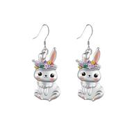 Pendientes de conejo de Pascua para mujer, plata de ley 925, 4 de julio, colgantes para el día de la madre, Navidad, San Valentín, joyería para mujer, talla única, Metal, Sin piedra preciosa