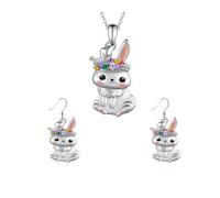 Pendientes de conejo de Pascua para mujer, plata de ley 925, 4º Julio, Día de la Madre, Navidad, perlas de concha auténticas, pendientes para mujer, talla única, Metal, Sin piedra preciosa