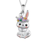 Pendientes de conejo de Pascua para mujer, plata de ley 925, 4º Julio, Día de la Madre, Navidad, perlas de concha auténticas, pendientes para mujer, talla única, Metal, Sin piedra preciosa