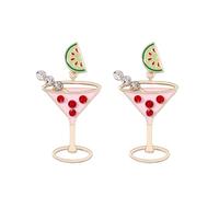 Pendientes de copa de vino Martini para mujer, aretes colgantes con cuentas de diamantes de imitación brillantes para celebración, fiesta, baile, boda, novia, accesorios de joyería, Zinc, Sin piedra