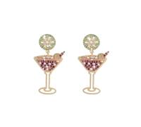 Pendientes de copa de vino Martini para mujer, aretes colgantes con cuentas de diamantes de imitación brillantes para celebración, fiesta, baile, boda, novia, accesorios de joyería, Zinc, Sin piedra