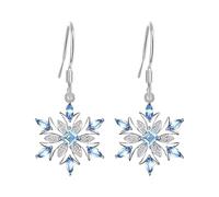 Pendientes de copo de nieve azul claro con colgante de invierno blanco elegante brillante pendientes de plata 925 enchufe niña, talla única, Metal, Sin piedra preciosa