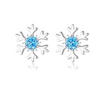 Pendientes de copo de nieve de Navidad para mujer, bonitos aretes colgantes de copos de nieve plateados para mujer, joyería de Navidad, Zinc, Crystal