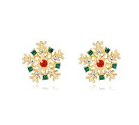 Pendientes de copo de nieve de Navidad para mujer, bonitos aretes colgantes de copos de nieve plateados para mujer, joyería de Navidad, Zinc, Crystal