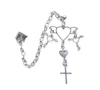 Pendientes De Corazón Circón Gótico Punk Manguito Oreja Cadena Cruzada Para Mujeres Y Hombres Clip Metal Hip Hop Joyería Personalizada Pieza Manguito Oreja Corazón