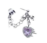 Pendientes De Corazón Circón Gótico Punk Manguito Oreja Cadena Cruzada Para Mujeres Y Hombres Clip Metal Hip Hop Joyería Personalizada Pieza Manguito Oreja Corazón