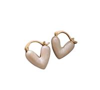 Pendientes de corazón de aleación esmaltada con influencia en forma de melocotón y acabado de esmalte blanco para una integración de estilo cohesivo (B)
