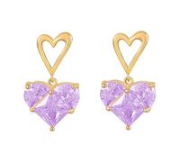 Pendientes de corazón de circón de moda hechos de materiales de aleación resistentes para todos los días elegantes y uniues estilos de desgaste cómodos pendientes, talla única, como se describe