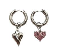 Pendientes de corazón de moda con circonitas cúbicas, elegantes inspirados en Francia, joyería diaria con dulce amor