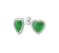 Pendientes De Corazón De Piedras Preciosas Románticas: Mujeres Adolescentes Plata Esterlina .925 Jade Verde Engastado En Bisel Para Novia