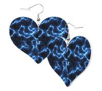 Pendientes de corazón para mujer a la moda, aretes colgantes de cuero azul rayo, divertidos aretes sin níquel para fiesta de cumpleaños, accesorios de decoración