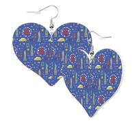 Pendientes de corazón para mujer a la moda, aretes colgantes de cuero de la ciudad de Nueva York, divertidos aretes sin níquel para fiesta de cumpleaños, accesorios de decoración