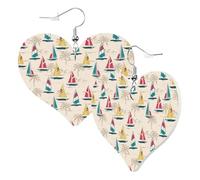 Pendientes de corazón para mujer a la moda, aretes colgantes de cuero náutico marino reto, divertidos aretes sin níquel para fiesta de cumpleaños, accesorios de decoración