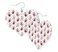 Pendientes de corazón para mujer a la moda, aretes colgantes de cuero rojo sangriento, sin níquel, divertidos aretes para fiesta de cumpleaños, accesorios de decoración